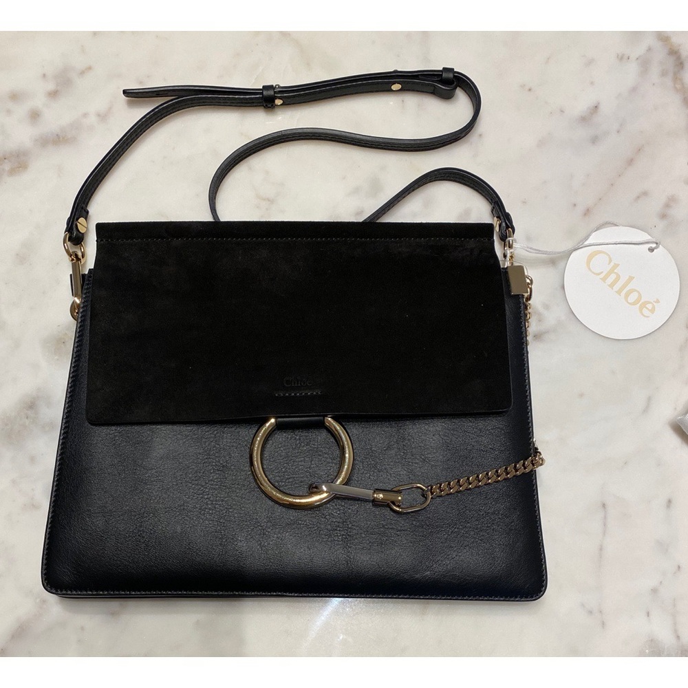100% Authentic Chloe Faye Suede-Flap Shoulder Bag - Picture 5 of 12